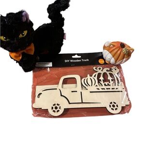 Party City Bundle Includes DIY Wooden Truck, Pumpkin and a Black Cat